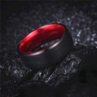 Men’s Pitch Black and Deep Red Tungsten Wedding Ring - Splendid Jewellery