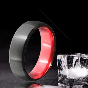 Men’s Pitch Black and Deep Red Tungsten Wedding Ring Splendid Jewellery