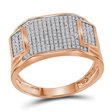 Load image into Gallery viewer, 10kt Rose Gold Men&#39;s Rectangle Cluster Diamond Ring - 1/2 Carat Total Weight  Top View from Splendid Jewellery