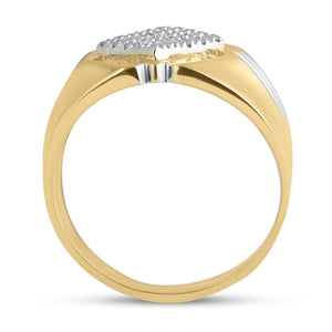 Men's Ring | 10kt Two-tone Gold Mens Round Diamond Diagonal Square Cluster Ring 1/2 Cttw | Splendid Jewellery GND