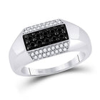 10kt White Gold Men's Round Black Diamond Band Ring - Captivating Elegance  Top View from Splendid Jewellery