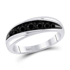 10kt White Gold Men's Round Black Diamond Band Ring - 3/4 Carat Total Weight  Top View from Splendid Jewellery