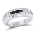 10kt White Gold Men's Round Black Diamond Notched Band Ring - 1/4 Cttw | Splendid Jewellery  Top View from Splendid Jewellery