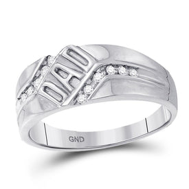 10kt White Gold Mens Round Diamond Dad Father Band Ring 1/8 Cttw | Splendid Jewellery  Top View from Splendid Jewellery