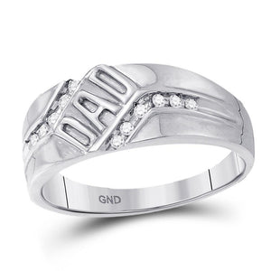 Men's Ring | 10kt White Gold Mens Round Diamond Dad Father Band Ring 1/8 Cttw | Splendid Jewellery GND