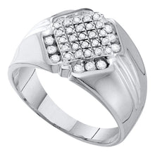 Load image into Gallery viewer, 10kt White Gold Men&#39;s Diagonal Square Cluster Ring with 1/2 Carat of Round Diamonds - A Dazzling Statement Piece by Splendid Jewellery  Top View from Splendid Jewellery
