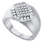 10kt White Gold Men's Diagonal Square Cluster Ring with 1/2 Carat of Round Diamonds - A Dazzling Statement Piece by Splendid Jewellery  Top View from Splendid Jewellery