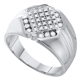 10kt White Gold Men's Diagonal Square Cluster Ring with 1/2 Carat of Round Diamonds - A Dazzling Statement Piece by Splendid Jewellery  Top View from Splendid Jewellery