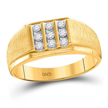 Load image into Gallery viewer, 10kt Yellow Gold Men&#39;s Round Diamond Cluster Ring - A Dazzling Statement of Masculine Elegance  Top View from Splendid Jewellery