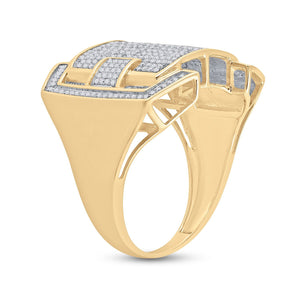 Men's Ring | 10kt Yellow Gold Mens Round Diamond Cluster Ring 5/8 Cttw | Splendid Jewellery GND