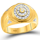 10kt Yellow Gold Men's Round Diamond Concentric Circle Cluster Ring - Captivating Brilliance  Top View from Splendid Jewellery