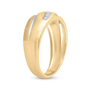 Men's Ring | 10kt Yellow Gold Mens Round Diamond Single Row Band Ring 1/4 Cttw | Splendid Jewellery GND