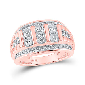 Men's Rings | 10kt Rose Gold Mens Round Diamond Band Ring 1-1/2 Cttw | Splendid Jewellery GND