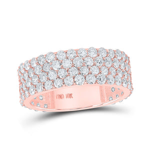 Men's Rings | 10kt Rose Gold Mens Round Diamond Pave 4-Row Band Ring 4-1/4 Cttw | Splendid Jewellery GND