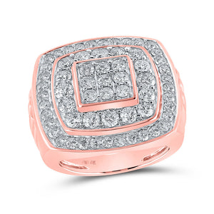 Men's Rings | 10kt Rose Gold Mens Round Diamond Square Ring 4 Cttw | Splendid Jewellery GND