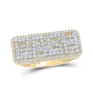 Men's Rings | 10kt Two-tone Gold Mens Baguette Diamond CASH Band Ring 6 Cttw | Splendid Jewellery GND