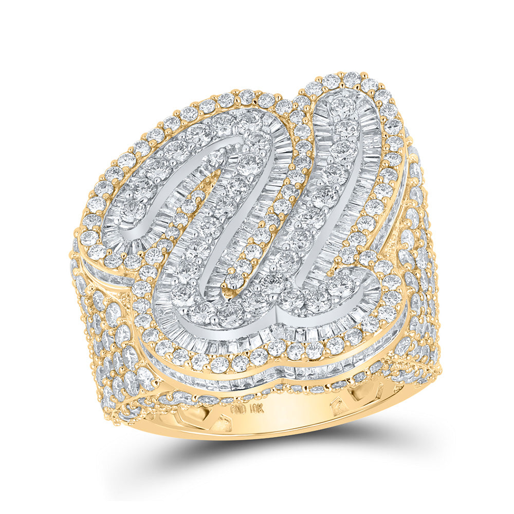 Men's Rings | 10kt Two-tone Gold Mens Baguette Diamond U Initial Letter Ring 7-7/8 Cttw | Splendid Jewellery GND