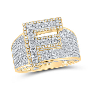 Men's Rings | 10kt Two-tone Gold Mens Round Diamond F Initial Letter Ring 1 Cttw | Splendid Jewellery GND