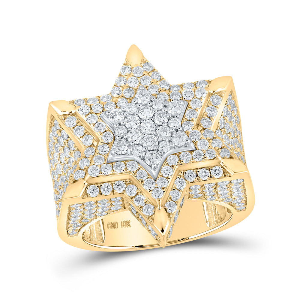 Men's Rings | 10kt Two-tone Gold Mens Round Diamond Magen David Star Ring 5 Cttw | Splendid Jewellery GND