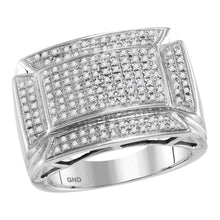 Load image into Gallery viewer, 10kt White Gold Mens Diamond Flared Rectangle Fashion Ring - Striking Elegance with 1/2 Cttw - Alternate view 1 from Splendid Jewellery