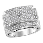 10kt White Gold Mens Diamond Flared Rectangle Fashion Ring - Striking Elegance with 1/2 Cttw - Alternate view 1 from Splendid Jewellery