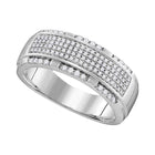 10kt White Gold Men's Round Diamond Pave Band Ring 1/2 Cttw - Exquisite Brilliance - Alternate view 1 from Splendid Jewellery