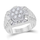 Exquisite 10kt White Gold Men's Round Diamond Scalloped Cluster Ring - 1 Cttw | Splendid Jewellery - Alternate view 1 from Splendid Jewellery