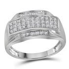 Exquisite 10kt White Gold Men's Rectangle Cluster Ring with Pave-set Diamonds - 1/3 Cttw - Alternate view 1 from Splendid Jewellery