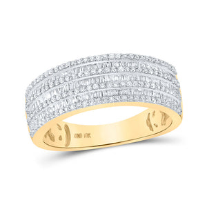 Men's Rings | 10kt Yellow Gold Mens Baguette Diamond Band Ring 3/4 Cttw | Splendid Jewellery GND