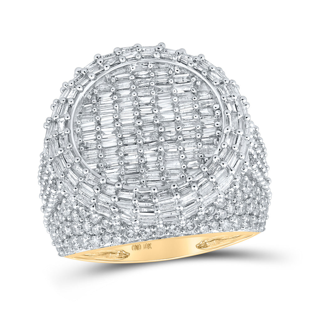 Men's Rings | 10kt Yellow Gold Mens Baguette Diamond Circle Ring 4-1/2 Cttw | Splendid Jewellery GND
