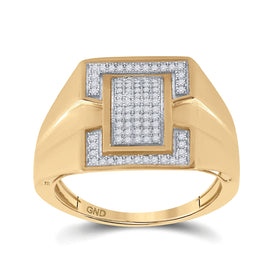 10kt Yellow Gold Men's Diamond Cluster Ring - Stunning Brilliance Top view from the 10Kt Yellow Gold Mens Round Diamond Cluster Ring 1 4 Cttwpin18553 collection by Splendid Jewellery