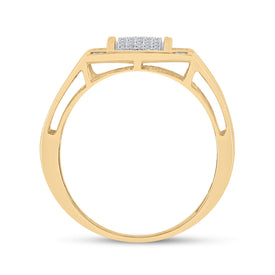 10kt Yellow Gold Men's Diamond Cluster Ring - Stunning Brilliance Side view from the 10Kt Yellow Gold Mens Round Diamond Cluster Ring 1 4 Cttwpin18553 collection by Splendid Jewellery