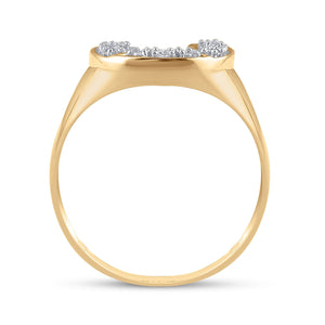 Men's Rings | 10kt Yellow Gold Mens Round Diamond Lucky Horseshoe Ring 1/20 Cttw | Splendid Jewellery GND