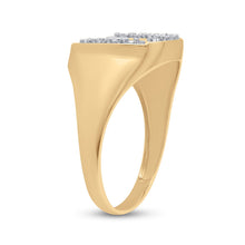 Load image into Gallery viewer, 10kt Yellow Gold Lucky Horseshoe Men's Ring with Round Diamond Accent - 1/20 Cttw | Splendid Jewellery product Top View from Splendid Jewellery