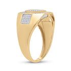 10kt Gold Octagon Cluster Diamond Men's Ring - Stunning Jewelry product Side View from Splendid Jewellery