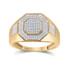 10kt Gold Octagon Cluster Diamond Men's Ring - Stunning Jewelry product  Top View from Splendid Jewellery
