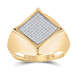 10kt Gold Mens Diamond Square Ring - Stunning Statement Piece! product  Top View from Splendid Jewellery