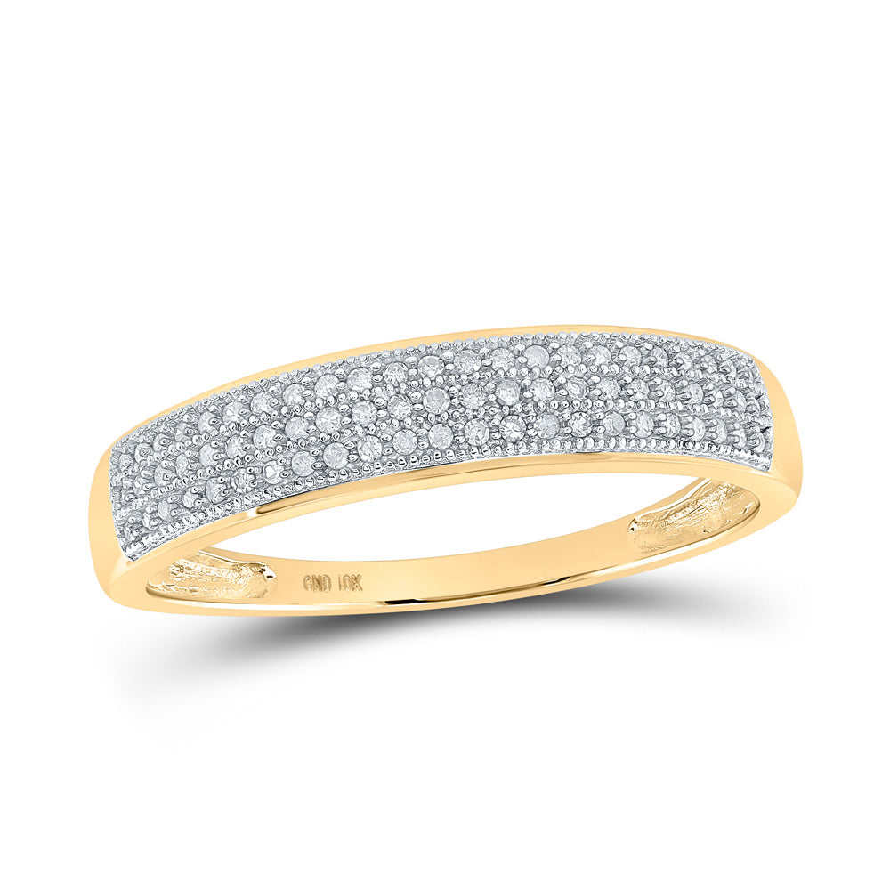 Men's Rings | 10kt Yellow Gold Mens Round Diamond Pave Band Ring 1/5 Cttw | Splendid Jewellery GND