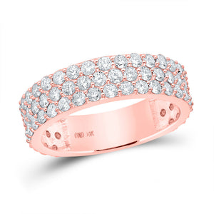 Men's Rings | 14kt Rose Gold Mens Round Diamond Pave 3-Row Band Ring 2-7/8 Cttw | Splendid Jewellery GND