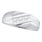 14kt White Gold Men's Diagonal Princess Diamond Band Ring - 1/3 Ct.t.w. - Top View