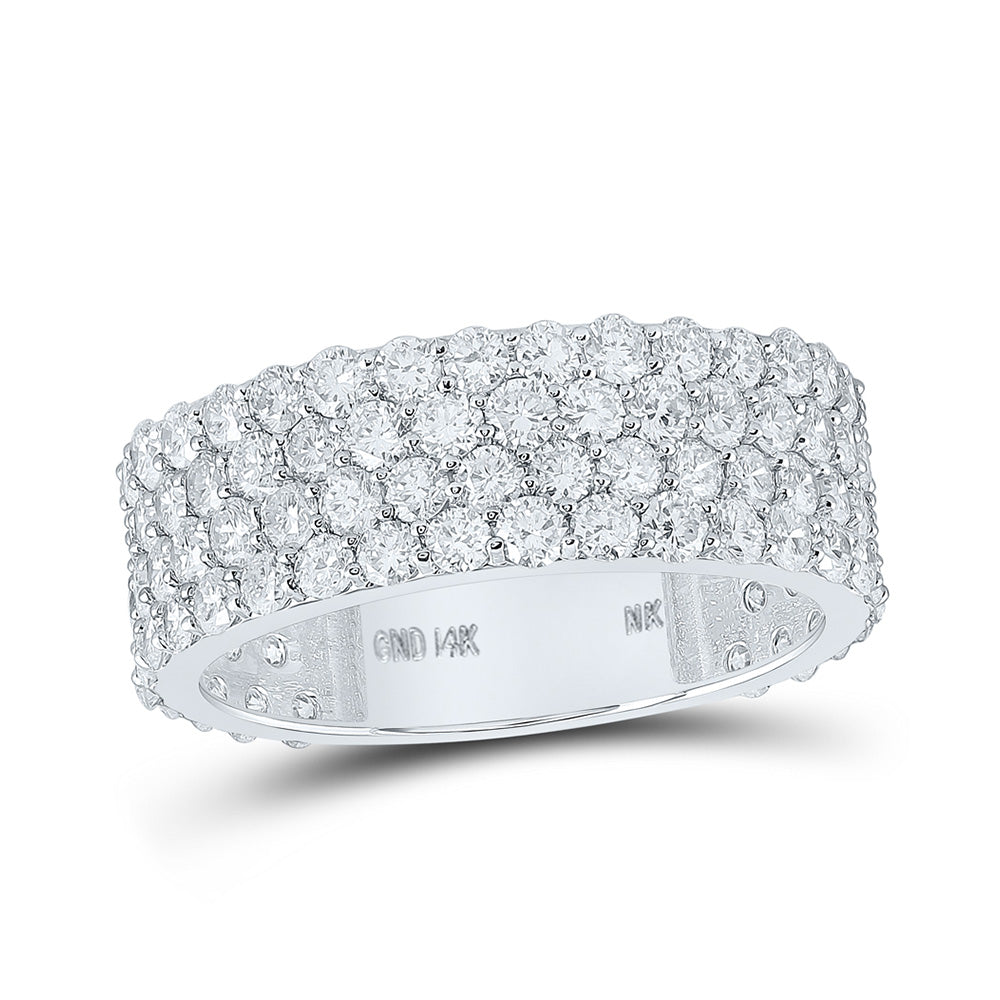 Men's Rings | 14kt White Gold Mens Round Diamond 4-Row Pave Band Ring 4-1/4 Cttw | Splendid Jewellery GND