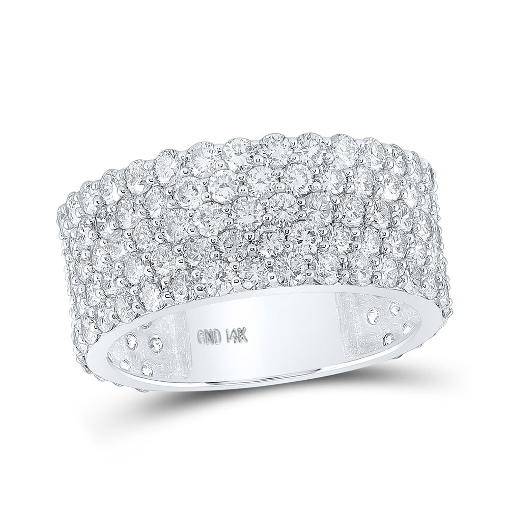 Men's Rings | 14kt White Gold Mens Round Diamond 5-Row Pave Band Ring 5-3/8 Cttw | Splendid Jewellery GND