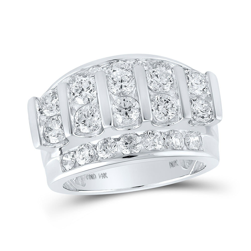Men's Rings | 14kt White Gold Mens Round Diamond Band Ring 4 Cttw | Splendid Jewellery GND