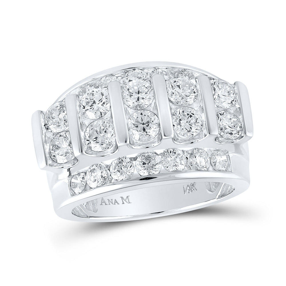 Men's Rings | 14kt White Gold Mens Round Diamond Band Ring 4 Cttw | Splendid Jewellery GND