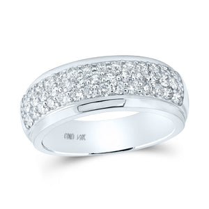 Men's Rings | 14kt White Gold Mens Round Diamond Pave Band Ring 1-1/2 Cttw | Splendid Jewellery GND