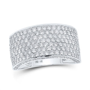 Men's Rings | 14kt White Gold Mens Round Diamond Pave Band Ring 3-1/5 Cttw | Splendid Jewellery GND