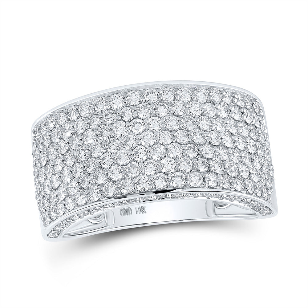 Men's Rings | 14kt White Gold Mens Round Diamond Pave Band Ring 3-1/5 Cttw | Splendid Jewellery GND