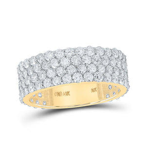 Men's Rings | 14kt Yellow Gold Mens Round Diamond 4-Row Pave Band Ring 4-1/4 Cttw | Splendid Jewellery GND