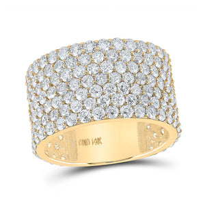 Men's Rings | 14kt Yellow Gold Mens Round Diamond 7-Row Statement Band Ring 7-1/2 Cttw | Splendid Jewellery GND