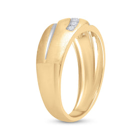 14kt Yellow Gold Men's Diamond Band Ring - Sleek and Sophisticated - Side View